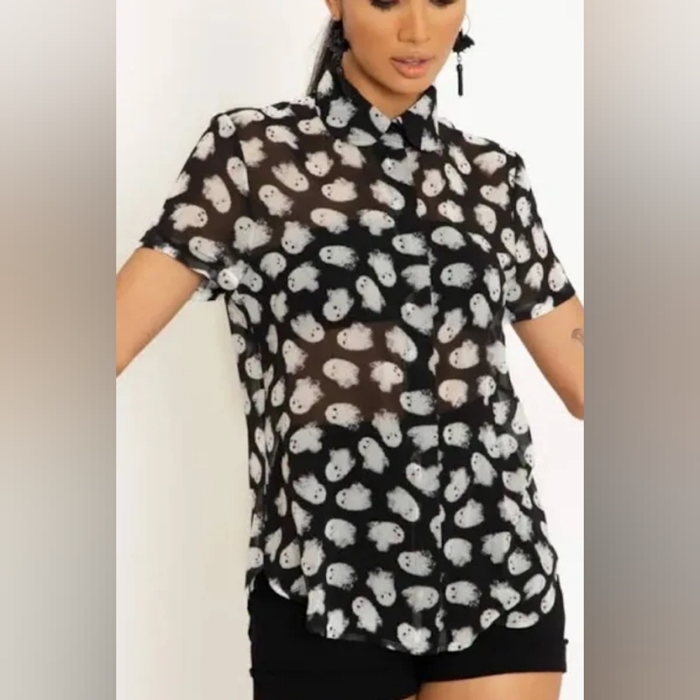 Blackmilk Ghost Print Button Down Shirt